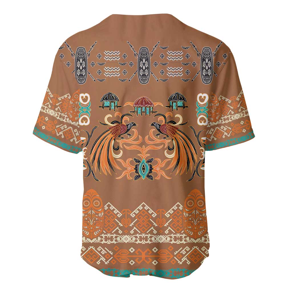 Terracotta Batik Papua-inspired Pattern Baseball Jersey - Polynesian Pride