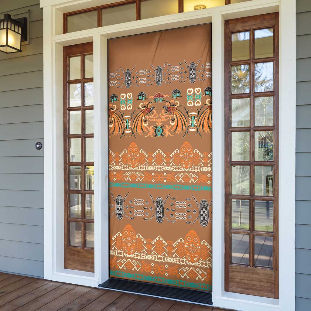 Terracotta Batik Papua-inspired Pattern Door Cover - Polynesian Pride