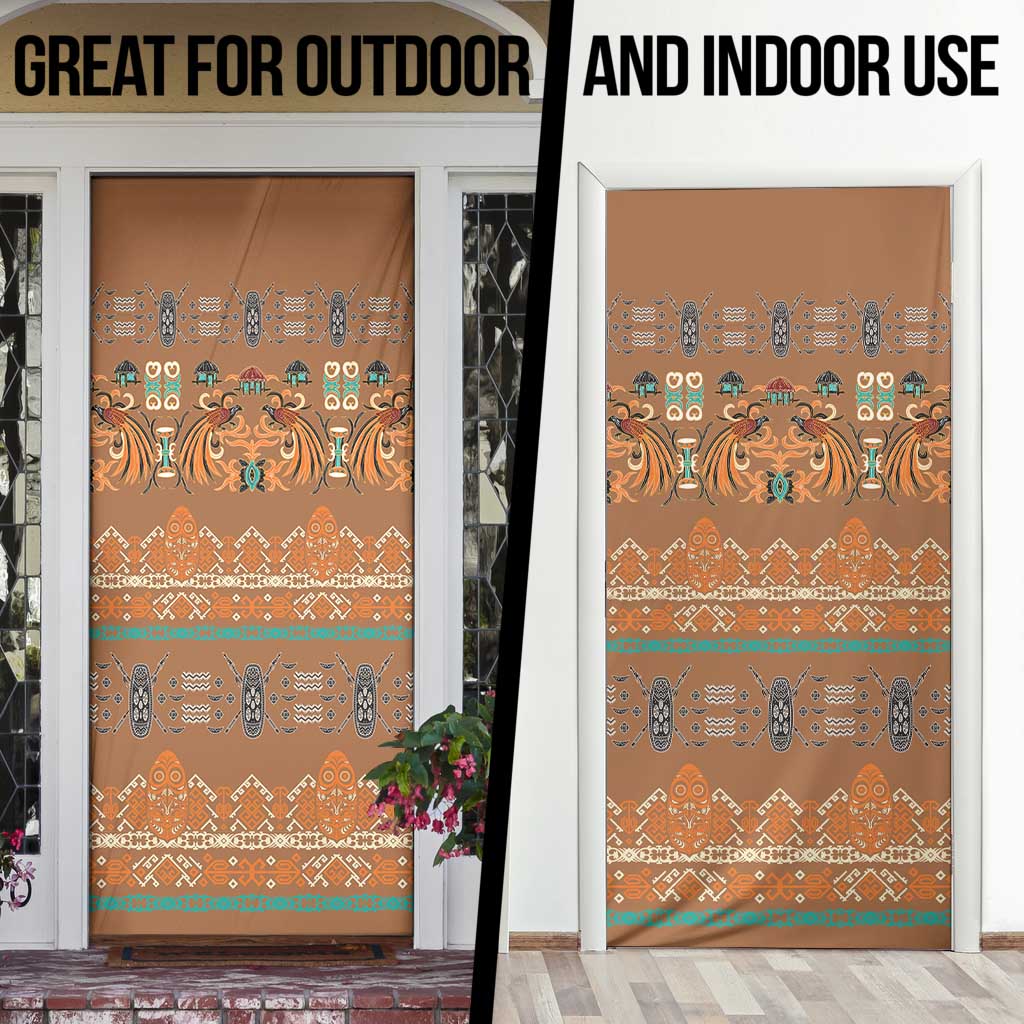 Terracotta Batik Papua-inspired Pattern Door Cover - Polynesian Pride