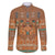 Terracotta Batik Papua-inspired Pattern Family Matching Off The Shoulder Long Sleeve Dress and Hawaiian Shirt - Polynesian Pride