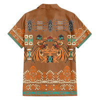 Terracotta Batik Papua-inspired Pattern Family Matching Off Shoulder Short Dress and Hawaiian Shirt LT9 - Polynesian Pride