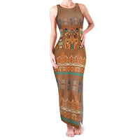 Terracotta Batik Papua-inspired Pattern Family Matching Tank Maxi Dress and Hawaiian Shirt - Polynesian Pride