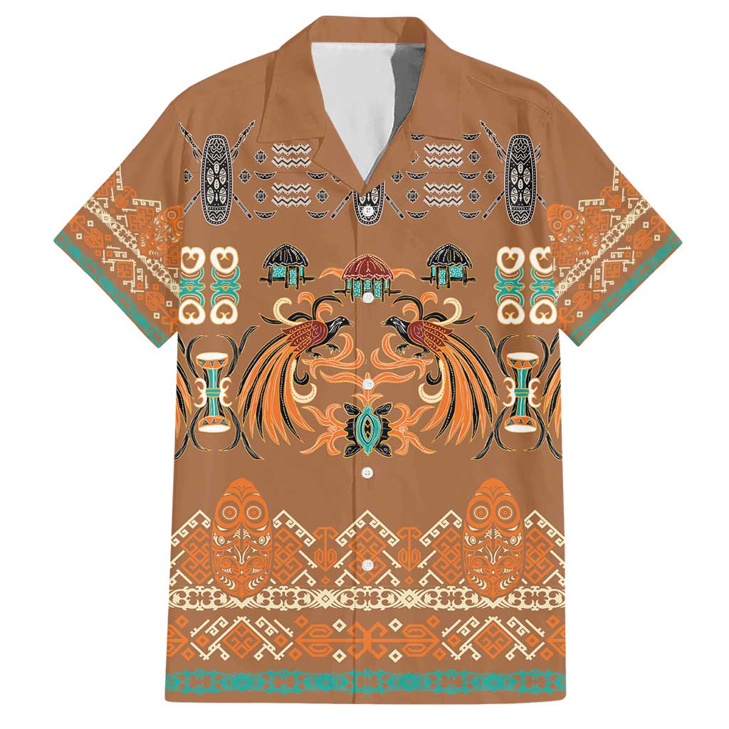 Terracotta Batik Papua-inspired Pattern Hawaiian Shirt - Polynesian Pride