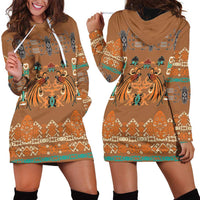 Terracotta Batik Papua-inspired Pattern Hoodie Dress - Polynesian Pride