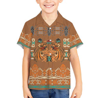 Terracotta Batik Papua-inspired Pattern Kid Hawaiian Shirt LT9 Kid Gold - Polynesian Pride