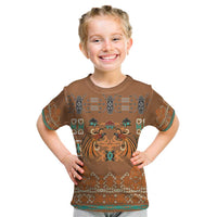 Terracotta Batik Papua-inspired Pattern Kid T Shirt LT9 Gold - Polynesian Pride