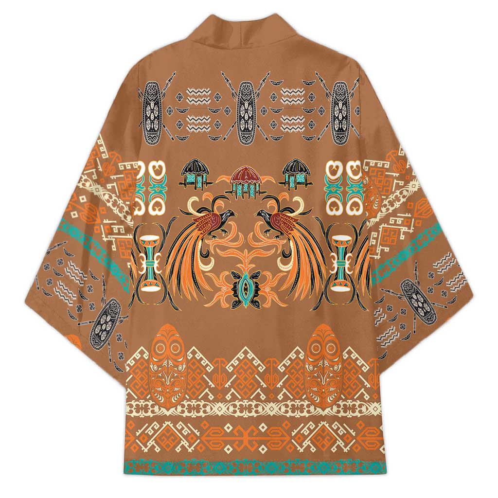 Terracotta Batik Papua-inspired Pattern Kimono - Polynesian Pride