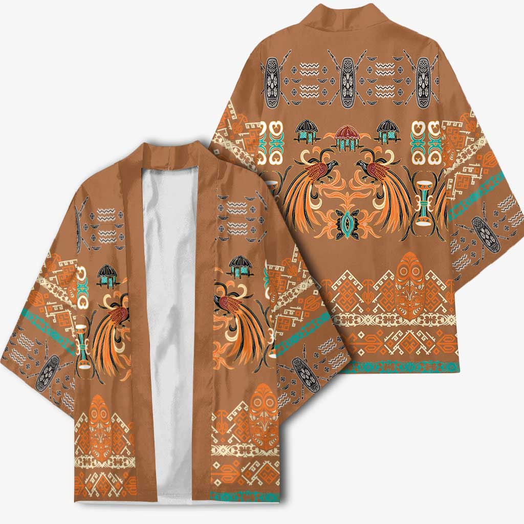 Terracotta Batik Papua-inspired Pattern Kimono - Polynesian Pride
