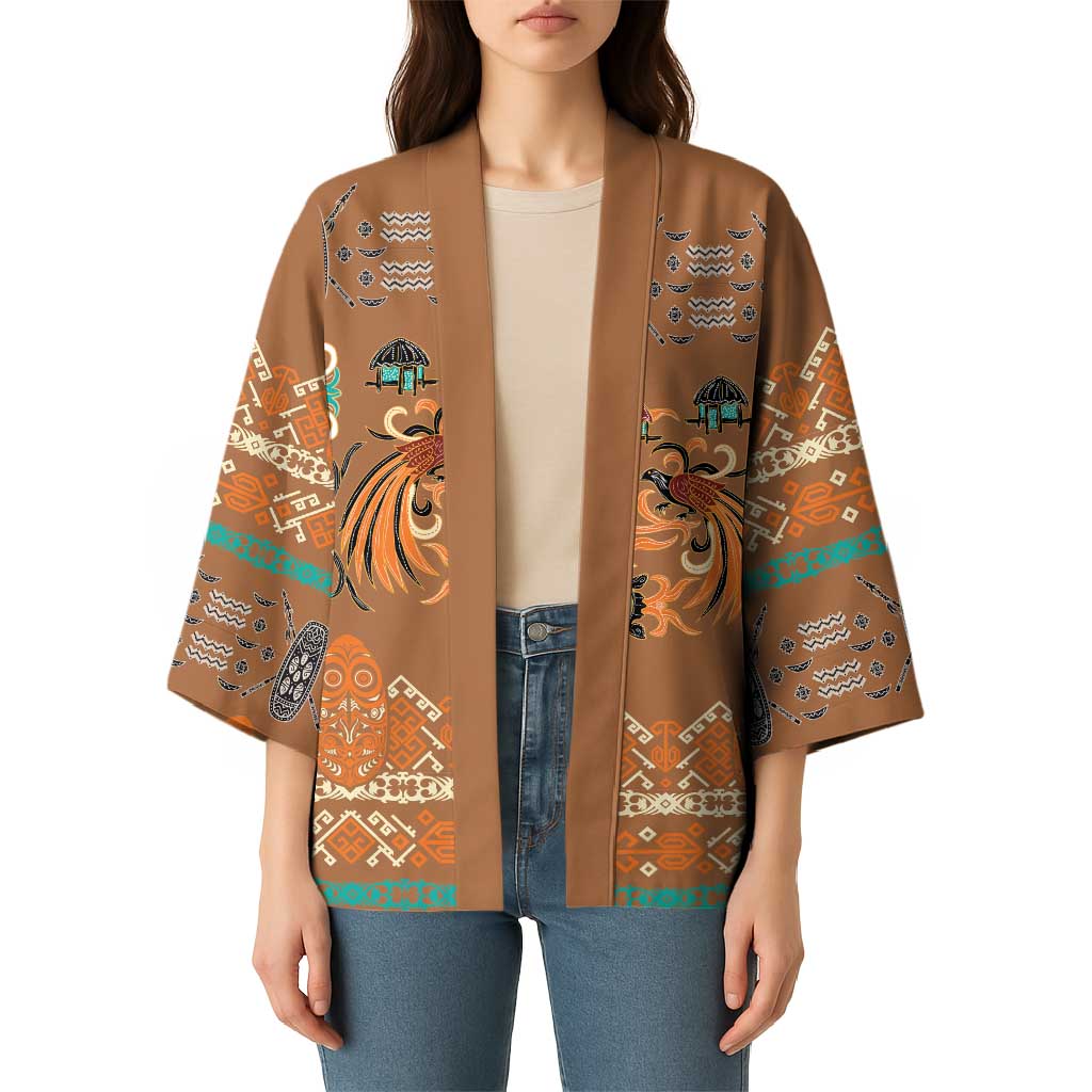 Terracotta Batik Papua-inspired Pattern Kimono - Polynesian Pride