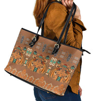 Terracotta Batik Papua-inspired Pattern Leather Tote Bag LT9 - Polynesian Pride