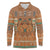 Terracotta Batik Papua-inspired Pattern Long Sleeve Polo Shirt - Polynesian Pride