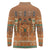 Terracotta Batik Papua-inspired Pattern Long Sleeve Polo Shirt - Polynesian Pride