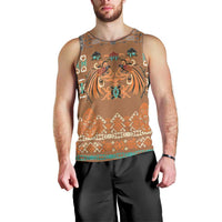 Terracotta Batik Papua-inspired Pattern Men Tank Top - Polynesian Pride