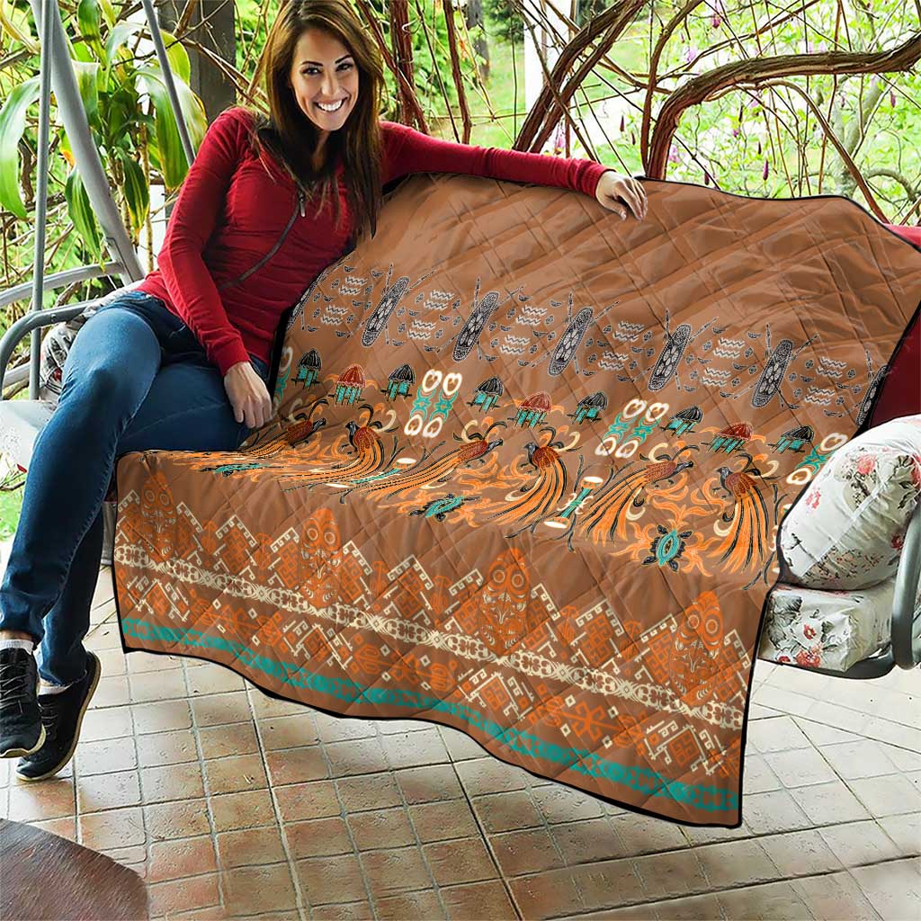 Terracotta Batik Papua-inspired Pattern Quilt - Polynesian Pride