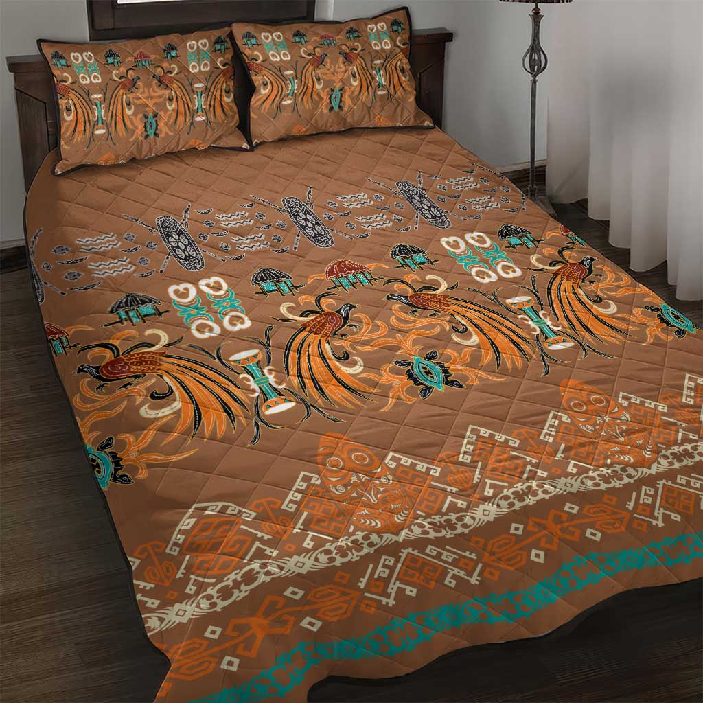 Terracotta Batik Papua-inspired Pattern Quilt Bed Set LT9 Gold - Polynesian Pride