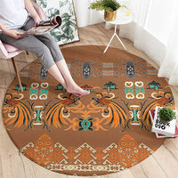 Terracotta Batik Papua-inspired Pattern Round Carpet - Polynesian Pride
