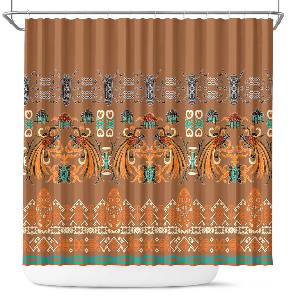 Terracotta Batik Papua-inspired Pattern Shower Curtain - Polynesian Pride