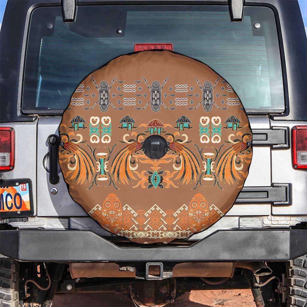 Terracotta Batik Papua-inspired Pattern Spare Tire Cover LT9 Gold - Polynesian Pride