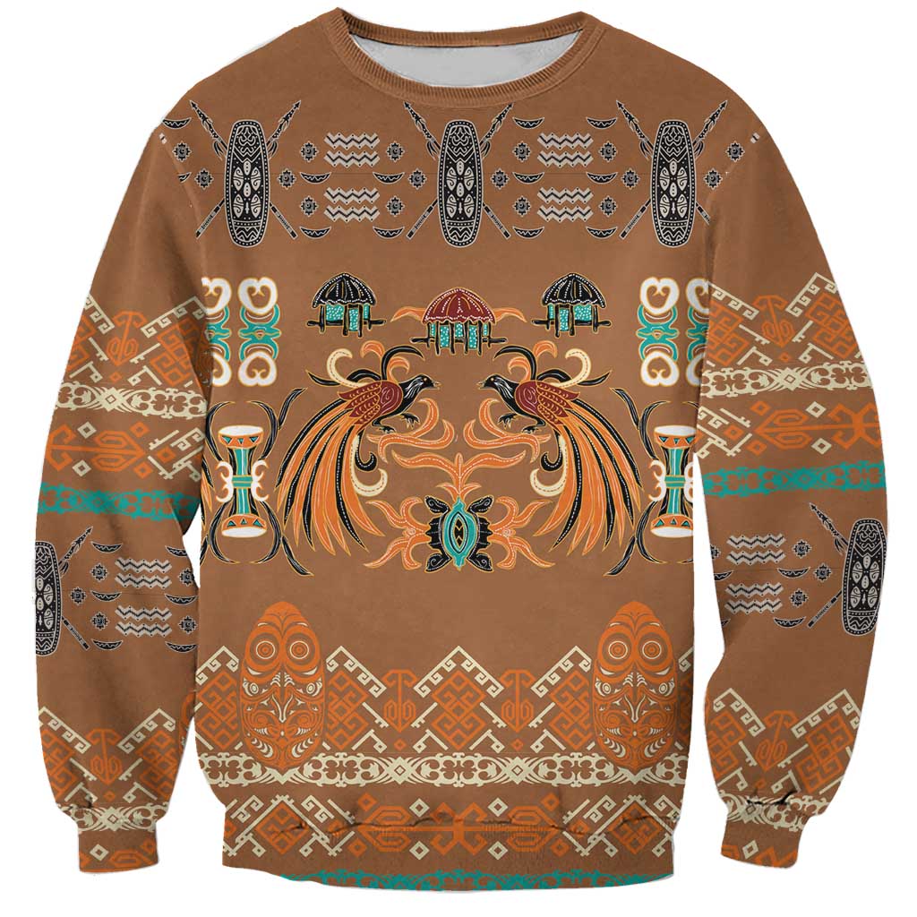 Terracotta Batik Papua-inspired Pattern Sweatshirt - Polynesian Pride