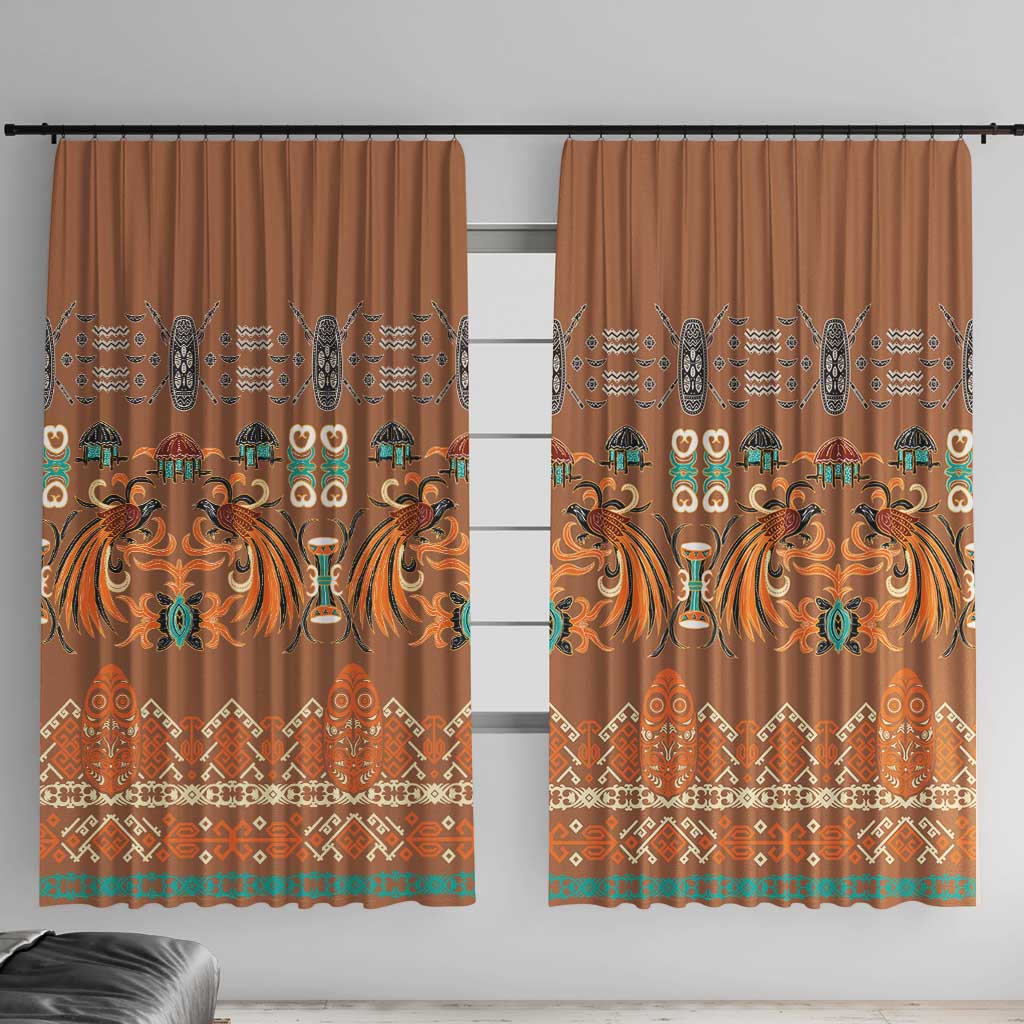 Terracotta Batik Papua-inspired Pattern Window Curtain - Polynesian Pride