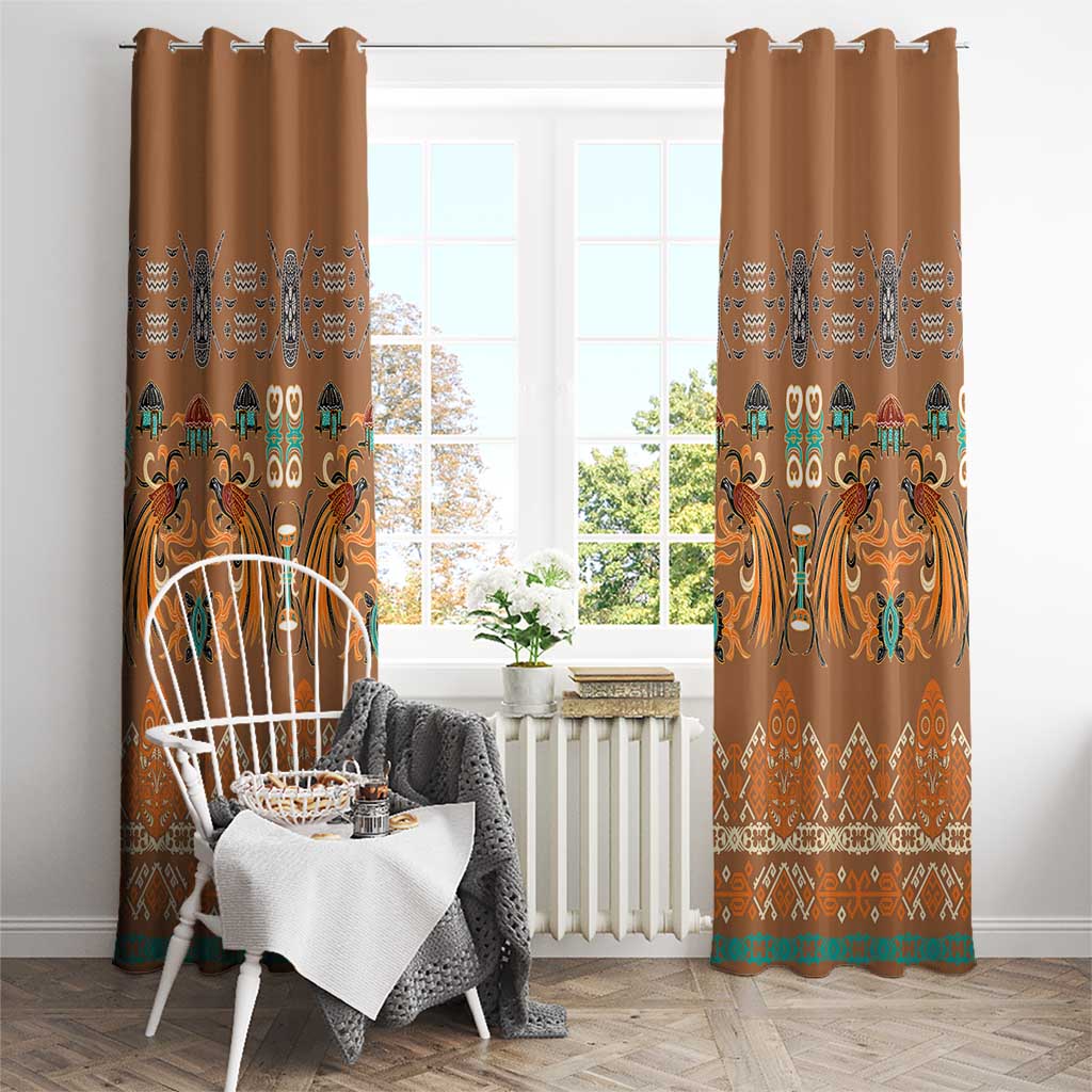 Terracotta Batik Papua-inspired Pattern Window Curtain - Polynesian Pride