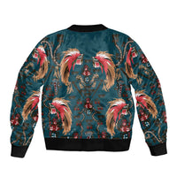 Dark Cyan Blue Bird of Batik Papua Bomber Jacket Exotic Natural Wealth of Papua - Polynesian Pride
