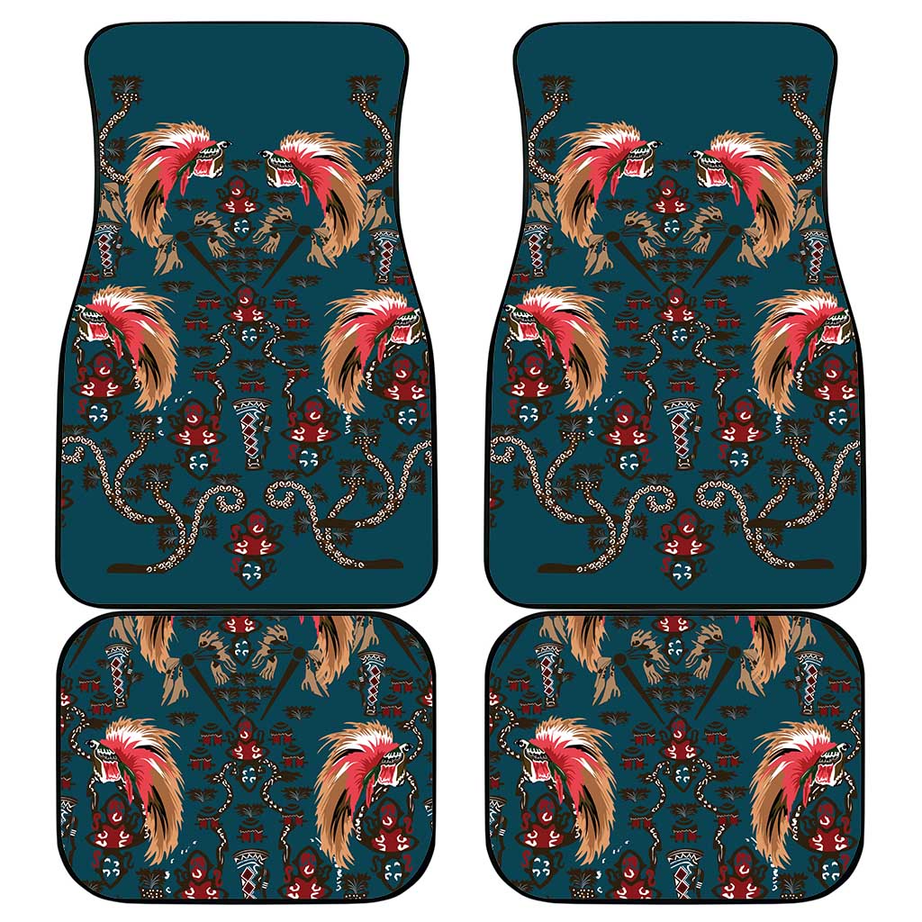 Dark Cyan Blue Bird of Batik Papua Car Mats Exotic Natural Wealth of Papua - Polynesian Pride