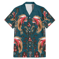 Dark Cyan Blue Bird of Batik Papua Family Matching Mermaid Dress and Hawaiian Shirt Exotic Natural Wealth of Papua - Polynesian Pride