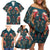 Dark Cyan Blue Bird of Batik Papua Family Matching Off Shoulder Short Dress and Hawaiian Shirt Exotic Natural Wealth of Papua - Polynesian Pride