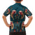 Dark Cyan Blue Bird of Batik Papua Family Matching Summer Maxi Dress and Hawaiian Shirt Exotic Natural Wealth of Papua - Polynesian Pride