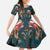 Dark Cyan Blue Bird of Batik Papua Family Matching Summer Maxi Dress and Hawaiian Shirt Exotic Natural Wealth of Papua - Polynesian Pride