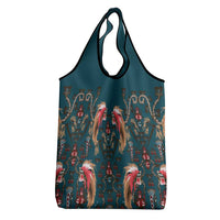 Dark Cyan Blue Bird of Batik Papua Grocery Bag Exotic Natural Wealth of Papua - Polynesian Pride