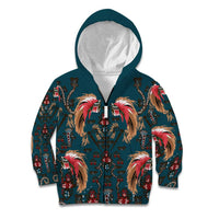Dark Cyan Blue Bird of Batik Papua Kid Hoodie Exotic Natural Wealth of Papua - Polynesian Pride