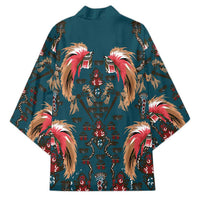 Dark Cyan Blue Bird of Batik Papua Kimono Exotic Natural Wealth of Papua - Polynesian Pride
