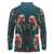Dark Cyan Blue Bird of Batik Papua Long Sleeve Polo Shirt Exotic Natural Wealth of Papua - Polynesian Pride