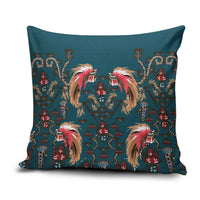 Dark Cyan Blue Bird of Batik Papua Pillow Cover Exotic Natural Wealth of Papua - Polynesian Pride