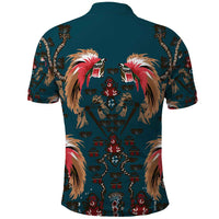Dark Cyan Blue Bird of Batik Papua Polo Shirt Exotic Natural Wealth of Papua - Polynesian Pride