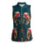 Dark Cyan Blue Bird of Batik Papua Women Sleeveless Polo Shirt Exotic Natural Wealth of Papua - Polynesian Pride
