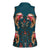 Dark Cyan Blue Bird of Batik Papua Women Sleeveless Polo Shirt Exotic Natural Wealth of Papua - Polynesian Pride
