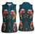 Dark Cyan Blue Bird of Batik Papua Women Sleeveless Polo Shirt Exotic Natural Wealth of Papua - Polynesian Pride