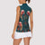 Dark Cyan Blue Bird of Batik Papua Women Sleeveless Polo Shirt Exotic Natural Wealth of Papua - Polynesian Pride