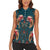 Dark Cyan Blue Bird of Batik Papua Women Sleeveless Polo Shirt Exotic Natural Wealth of Papua - Polynesian Pride