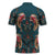 Dark Cyan Blue Bird of Batik Papua Zipper Polo Shirt Exotic Natural Wealth of Papua - Polynesian Pride