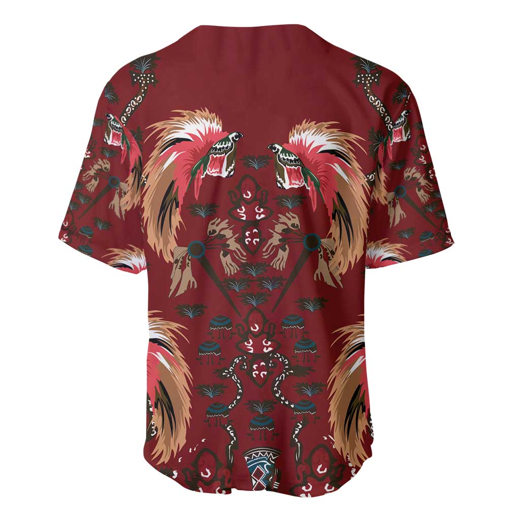 Oxblood Bird of Batik Papua Baseball Jersey Exotic Natural Wealth of Papua - Polynesian Pride
