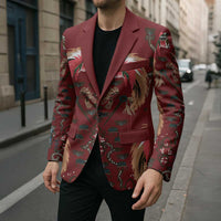 Oxblood Bird of Batik Papua Blazer Exotic Natural Wealth of Papua - Polynesian Pride