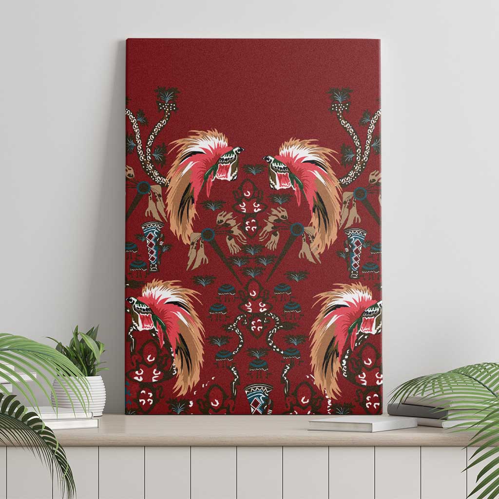 Oxblood Bird of Batik Papua Canvas Wall Art Exotic Natural Wealth of Papua - Polynesian Pride