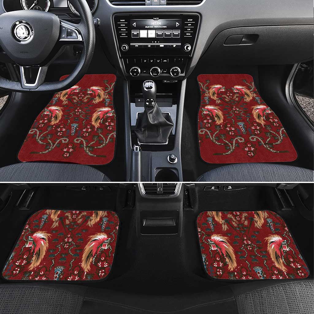 Oxblood Bird of Batik Papua Car Mats Exotic Natural Wealth of Papua - Polynesian Pride