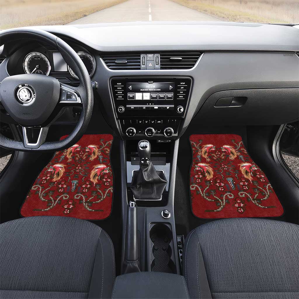 Oxblood Bird of Batik Papua Car Mats Exotic Natural Wealth of Papua - Polynesian Pride