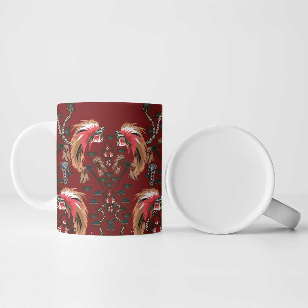 Oxblood Bird of Batik Papua Ceramic Mug Exotic Natural Wealth of Papua - Polynesian Pride