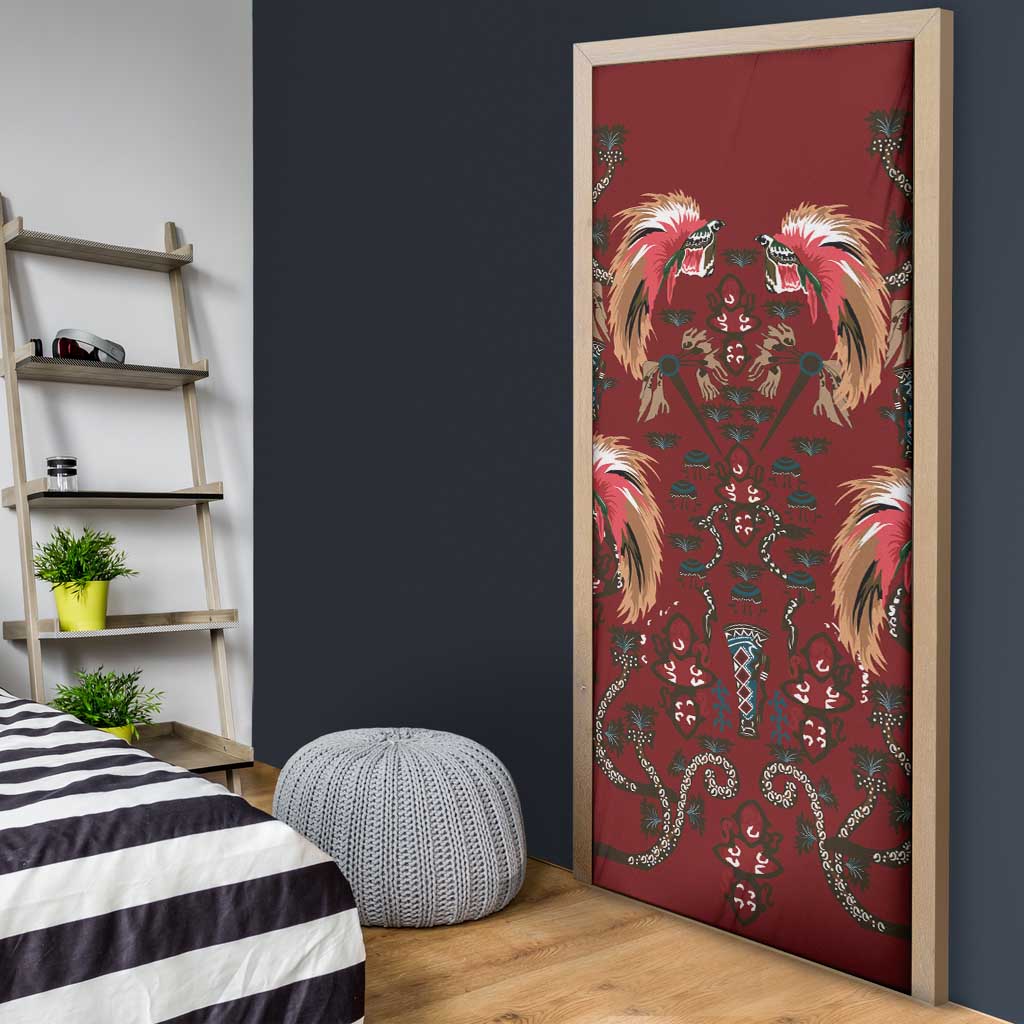 Oxblood Bird of Batik Papua Door Cover Exotic Natural Wealth of Papua - Polynesian Pride